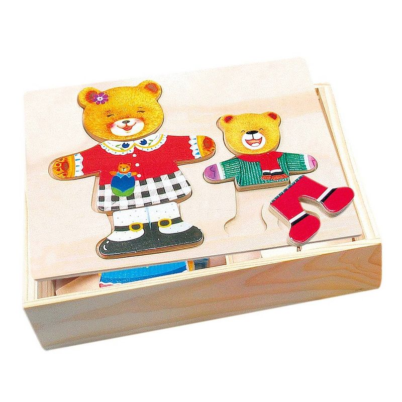 Foto van Bino vormenpuzzel teddybeer 19 x 14 cm hout 36-delig