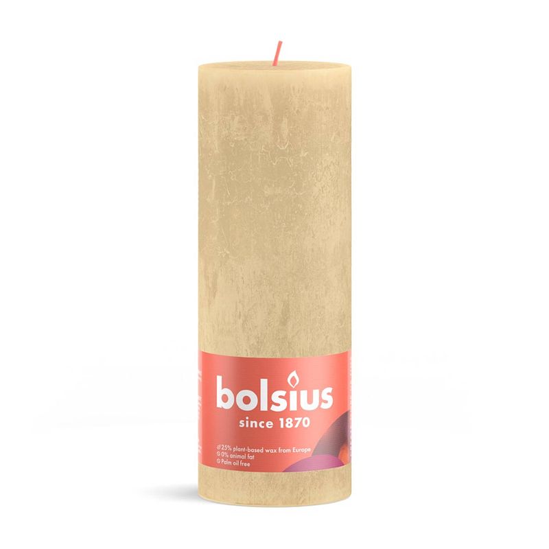 Foto van Bolsius - rustiek stompkaars shine 190 x 68 mm oat beige kaars