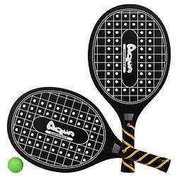 Foto van Actief speelgoed tennis/beachball setje zwart met tennisracketmotief - beachballsets