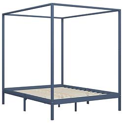 Foto van Vidaxl hemelbedframe massief grenenhout grijs 180x200 cm