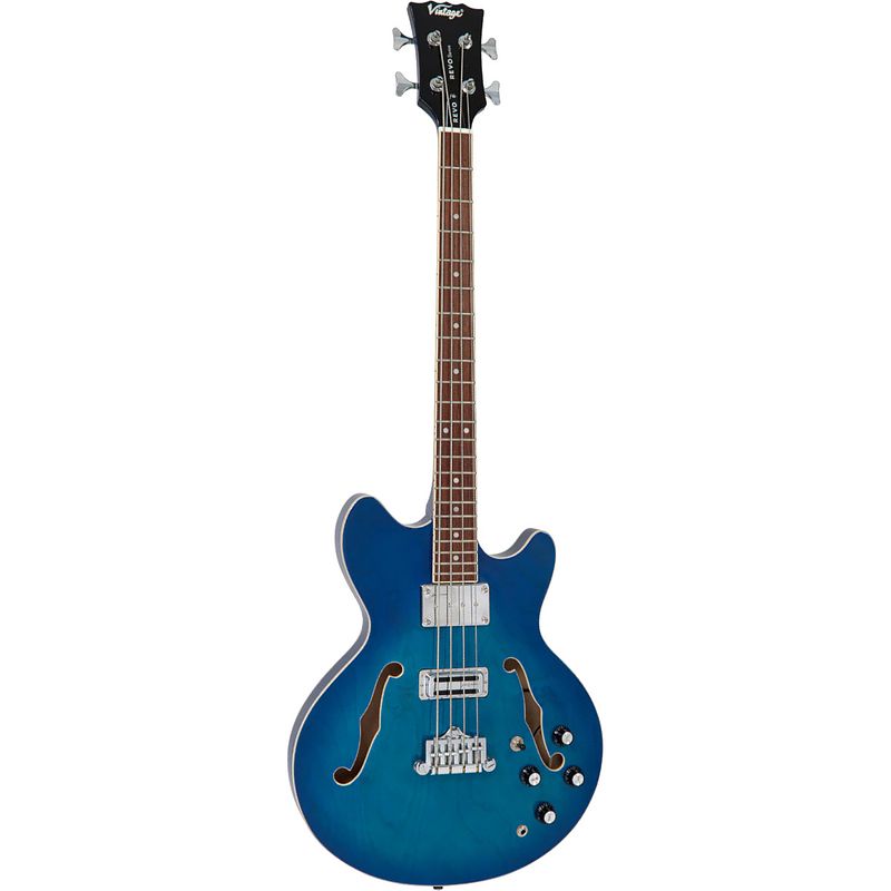 Foto van Vintage revo series supreme blueburst semi-akoestische basgitaar