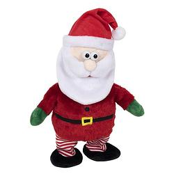 Foto van Kerstman knuffel pop-figuur - 30 cm - met beweging en muziek - kerstman pop