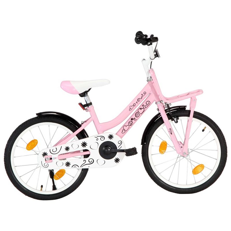 Foto van The living store kinderfiets - 18 inch - roze/zwart - mig gelast stalen frame - verstelbaar zadel en stuur -