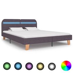 Foto van Vidaxl bedframe met led stof taupe 160x200 cm