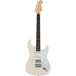 Foto van Fender made in japan hybrid ii stratocaster hss rw olympic pearl elektrische gitaar met gigbag