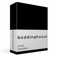 Foto van Beddinghouse jersey hoeslaken - 100% gebreide jersey katoen - lits-jumeaux (180x200/220 cm) - black