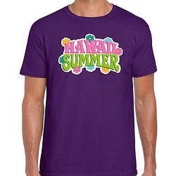 Foto van Hawaii summer t-shirt paars voor heren 2xl - feestshirts