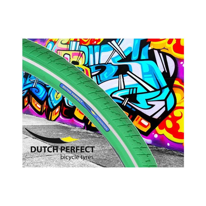 Foto van Buitenband dutch perfect 28x1 5/8"" / 40-622 no puncture - groen met reflectie