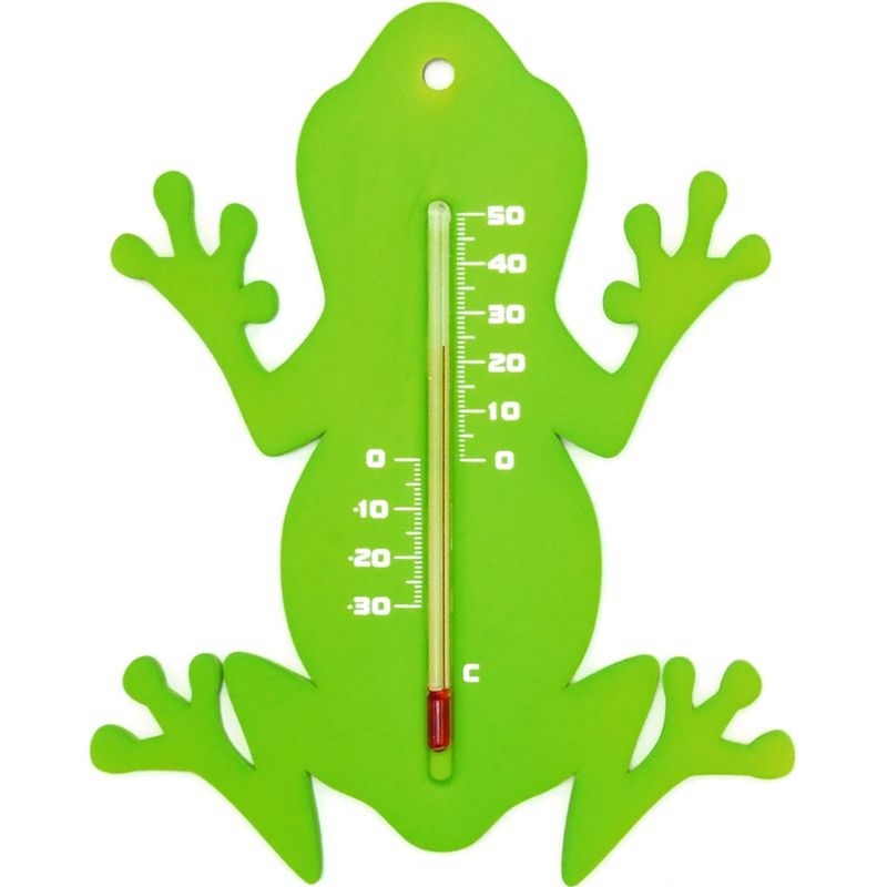 Foto van Binnen/buiten thermometer groene kikker 15 cm - tuindecoratie dieren - kikkers artikelen - buitenthemometers