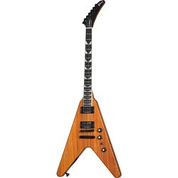 Foto van Gibson dave mustaine flying v exp antique natural signature elektrische gitaar met koffer