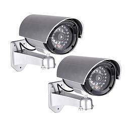 Foto van Pakket van 2x stuks dummy beveiligingscameras met led 11 x 8 x 17 cm - dummy beveiligingscamera