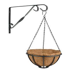 Foto van Hanging basket 30 cm met muurhaak - metaal - complete hangmand set - plantenbakken