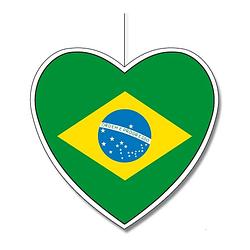 Foto van 3x brazilie hangdecoratie harten 28 cm - feestdecoratievoorwerp