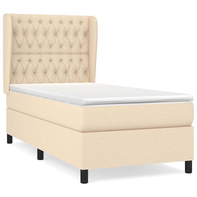 Foto van The living store boxspringbed - classic - bed - 193x93x118/128 cm - crème