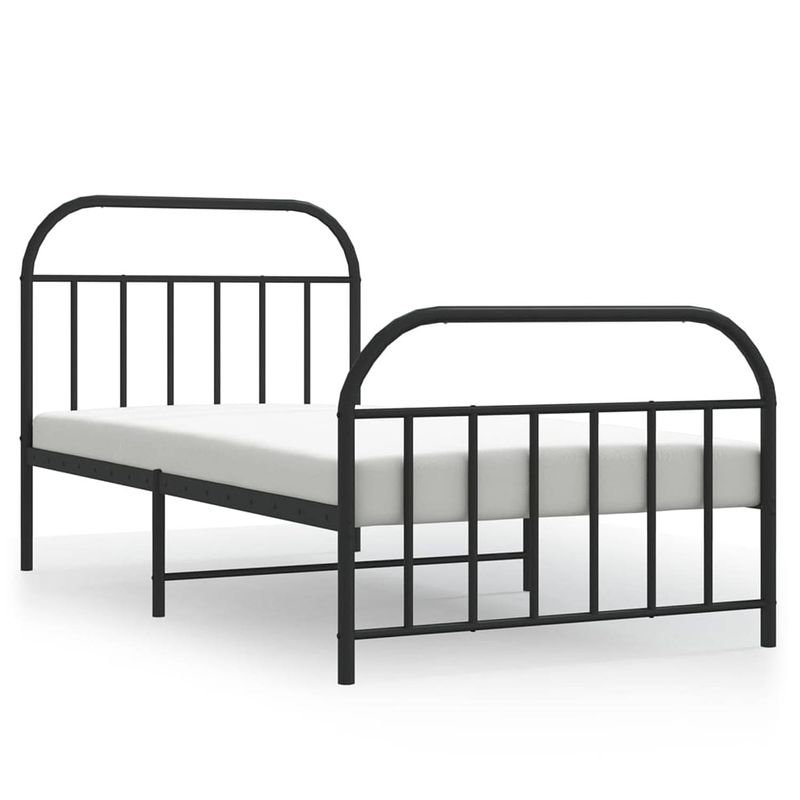 Foto van Vidaxl bedframe met hoofd- en voeteneinde metaal zwart 100x190 cm