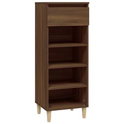 Foto van The living store schoenenkast bruineiken - compact en praktisch - 40 x 36 x 105 cm - bewerkt hout en massief