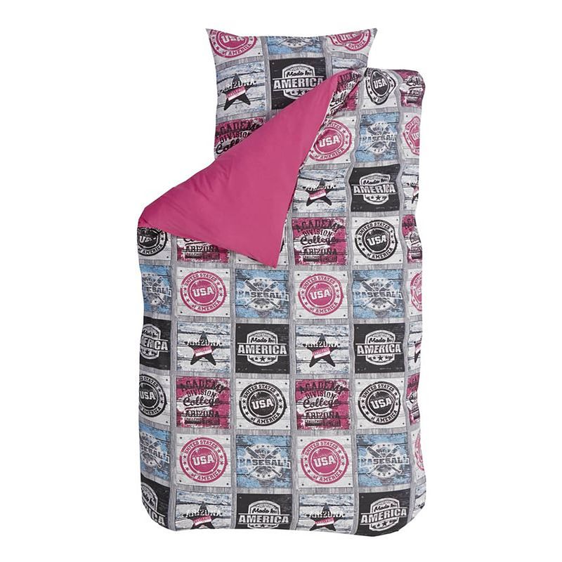 Foto van Bink bedding baseball dekbedovertrek - katoen - peuter (120x150 cm + 1 sloop) - fuchsia