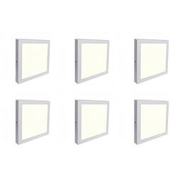 Foto van Led downlight 6 pack - opbouw vierkant 18w - natuurlijk wit 4200k - mat wit aluminium - 225mm