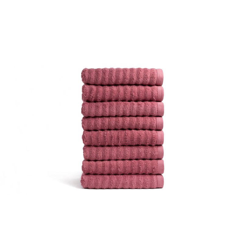 Foto van Seashell wave handdoek set - 8 stuks - oud roze - 50x100cm - premium
