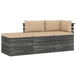 Foto van Vidaxl 3-delige loungeset met kussens pallet massief grenenhout