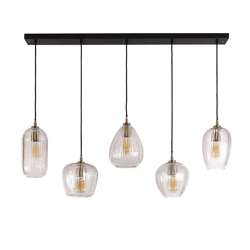 Foto van Giga meubel - hanglamp diamond grain mix 5-lichts glas