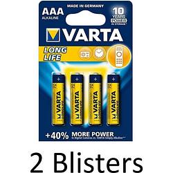 Foto van 8 stuks (2 blisters a 4 st) varta longlife aaa alkaline batterij