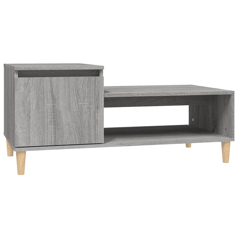 Foto van The living store salontafel - bewerkt hout - 100 x 50 x 45 cm - grijs sonoma eiken