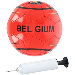 Foto van Voetbal belgie rood 21 cm inclusief pomp en net - voetballen
