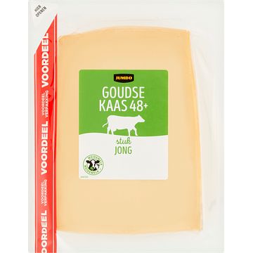 Foto van Goudse kaas 48+ jong stuk voordeelverpakking 1000g bij jumbo