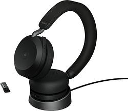 Foto van Jabra evolve2 75 over ear headset kabel telefoon zwart indicator voor batterijstatus, microfoon uitschakelbaar (mute)