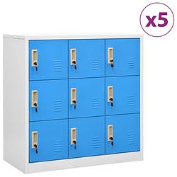 Foto van Vidaxl lockerkasten 5 st 90x45x92,5 cm staal lichtgrijs en blauw