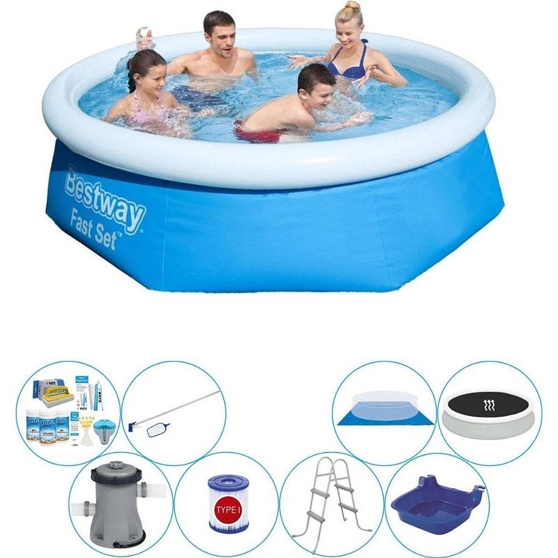 Foto van Bestway fast set rond 244x66 cm - deluxe zwembad deal