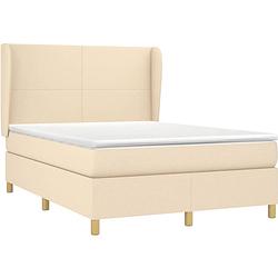 Foto van The living store boxspringbed - comfort - bed - 203 x 147 x 118/128 cm - crème