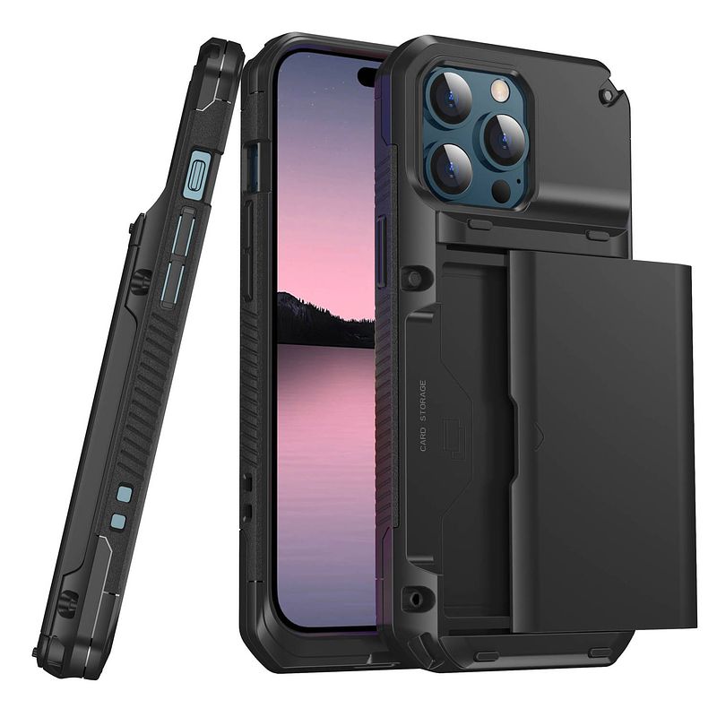 Foto van R2b® hoesje met pasjeshouder geschikt voor iphone 12 + 12 pro - 4 pasjes - inclusief screenprotector - model zeist