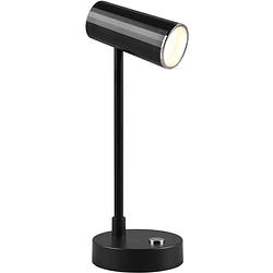 Foto van Led bureaulamp - trion lono - 2.5w - aanpasbare kleur - dimbaar - rond - mat zwart - kunststof