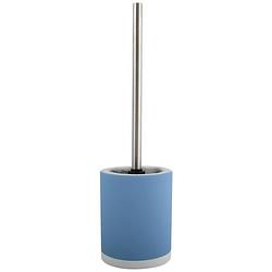 Foto van Msv shine toilet/wc-borstel houder - keramiek/metaal - pastel blauw - 38 cm - toiletborstels