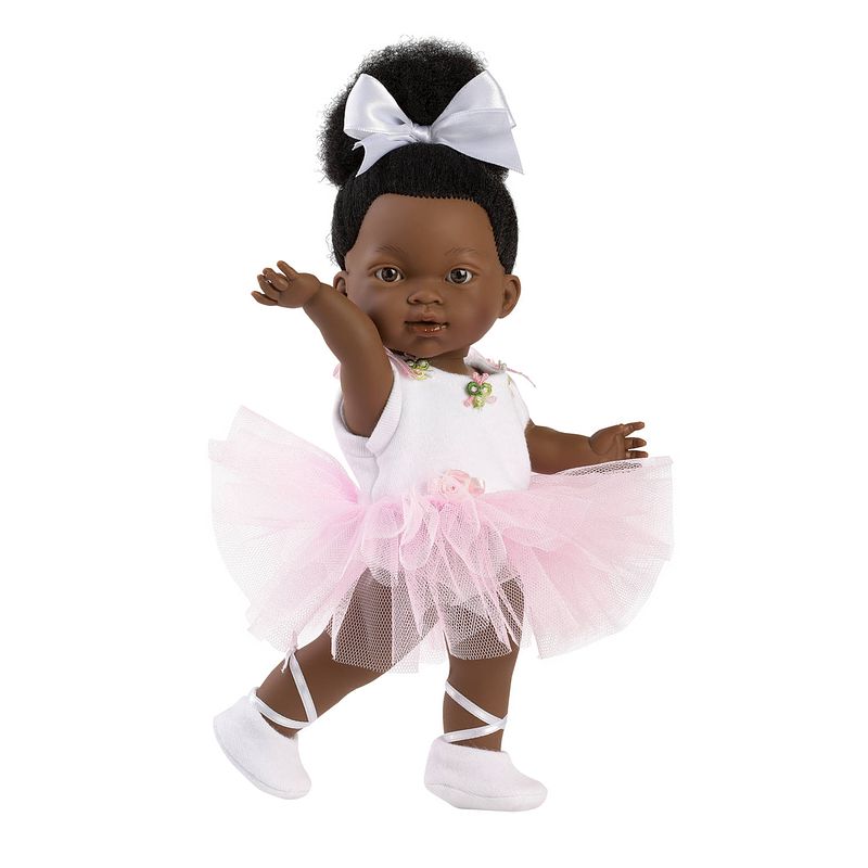 Foto van Llorens donkere pop zoe ballet met witte strik 28cm