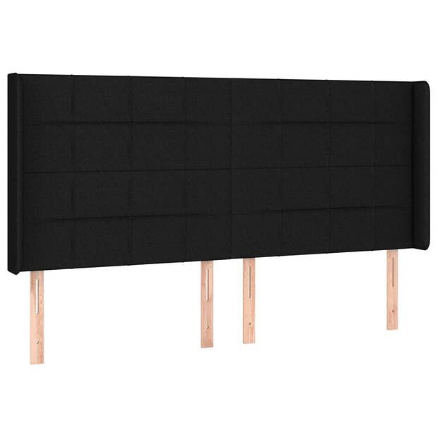 Foto van Vidaxl hoofdbord met randen 183x16x118/128 cm stof zwart