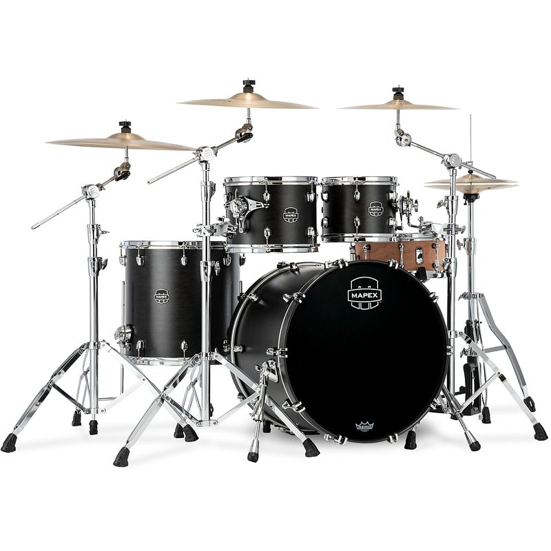 Foto van Mapex saturn sr529xfb satin black 4-delige rock shellset