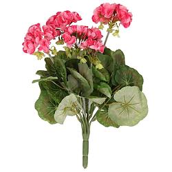Foto van Kunstbloemen roze geranium kunstplant 35 cm - kunstplanten