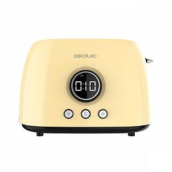 Foto van Cecotec retro broodrooster - timer - opzetstuk voor broodjes - opwarmen en ontdooien - geel