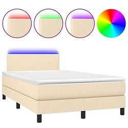 Foto van The living store boxspring bed - led-verlichting - 120x200 cm - crème