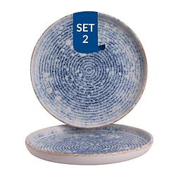 Foto van James cooke bord azure vintage 22 cm blauw wit stoneware 2 stuks