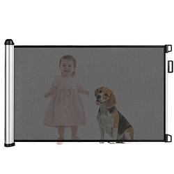 Foto van Costway - oprolbaar traphekje - traphekje - veiligheidshekje - deurhekje - hondenhek - 140 x 89 cm - zwart