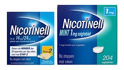 Foto van Nicotinell combinatie therapie - pleister 14 mg (14st) en zuigtablet mint 1 mg (204st) -