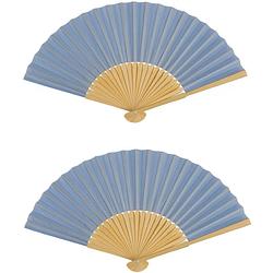 Foto van Spaanse handwaaier - 4x - pastelkleuren - korenblauw - bamboe/papier - 21 cm - verkleedattributen