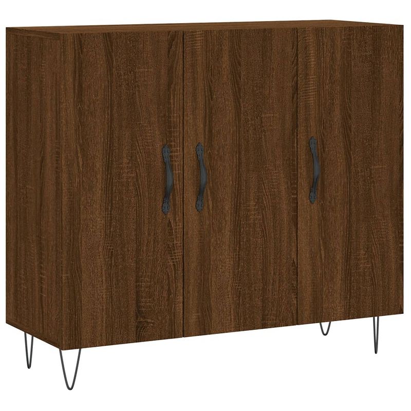 Foto van Vidaxl dressoir 90x34x80 cm bewerkt hout bruineikenkleurig