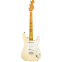 Foto van Fender lincoln brewster stratocaster mn olympic pearl elektrische gitaar met koffer