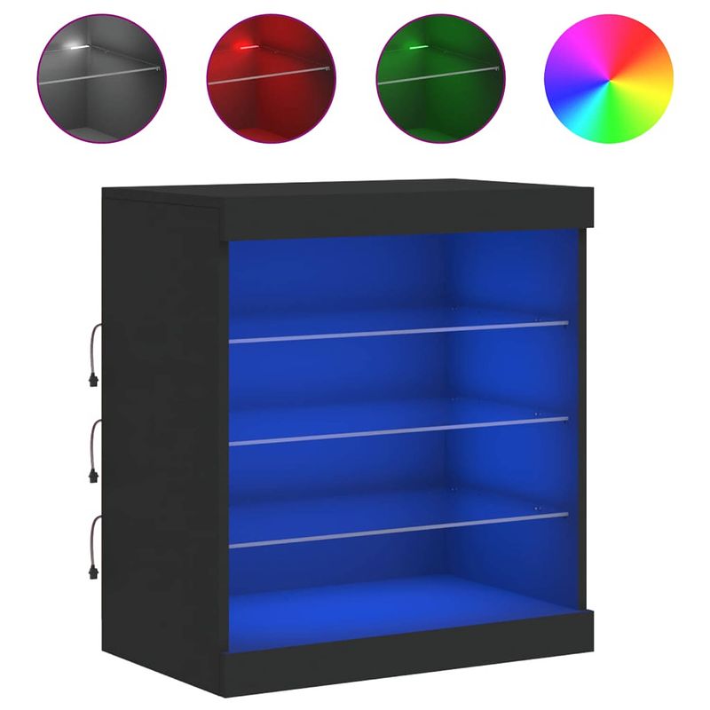 Foto van Vidaxl dressoir met led-verlichting 60,5x37x67 cm zwart