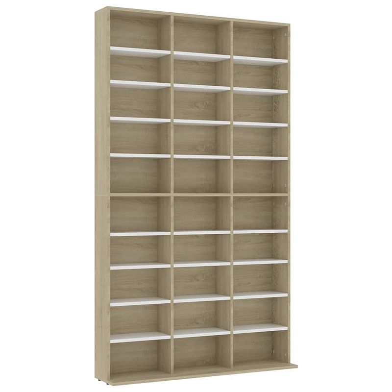 Foto van Vidaxl cd-kast 102x23x177,5 cm spaanplaat wit en sonoma eikenkleurig